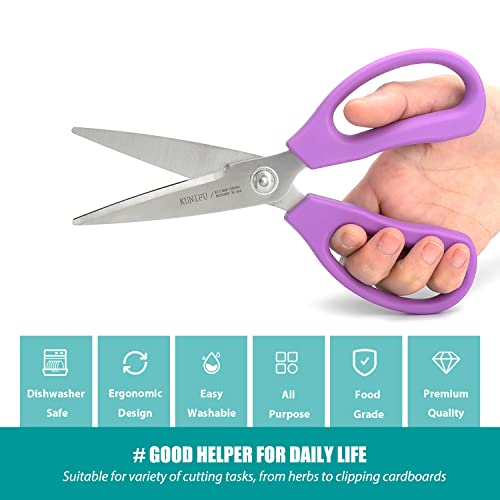 KUNIFU Kitchen Scissors, All Purpose Kitchen Shears, Heavy Duty Come Apart Scissors Gadgets Utensils - Purple - Image 4