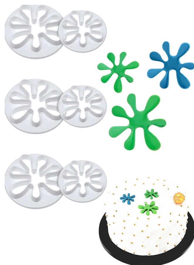 6 Pcs Splatter Paint Cookie Chocolate Fondant Mold Set, Mini Baking Molds for Cake Cupcake Topper Decoration, Sugar Cookie & Polymer Clay Crafting, Kitchen DIY Baking Tools - Image 1
