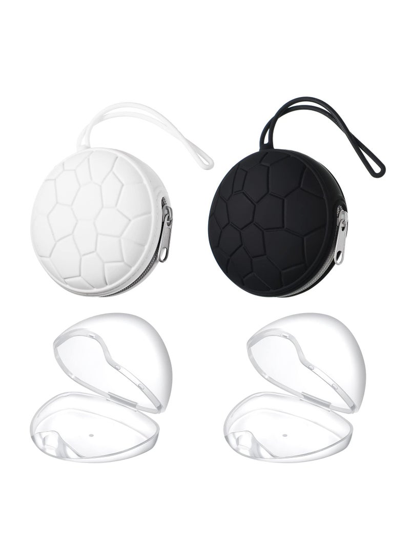 SYOSI مجموعة حامل اللهاية مكونة من 4 قطع تتضمن غطاء حامل اللهاية المصنوع من السيليكون وصندوق تخزين اللهاية الشفاف وحقيبة اللهاية، سهلة التنظيف (أسود، أبيض) - Image 1