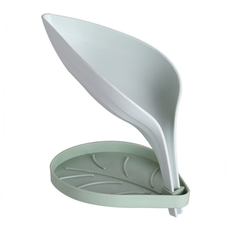 3Pcs Leaf Shaped Double Layer Soap Dish with Drainage Easy to Clean Green Blue Pink - Image 4