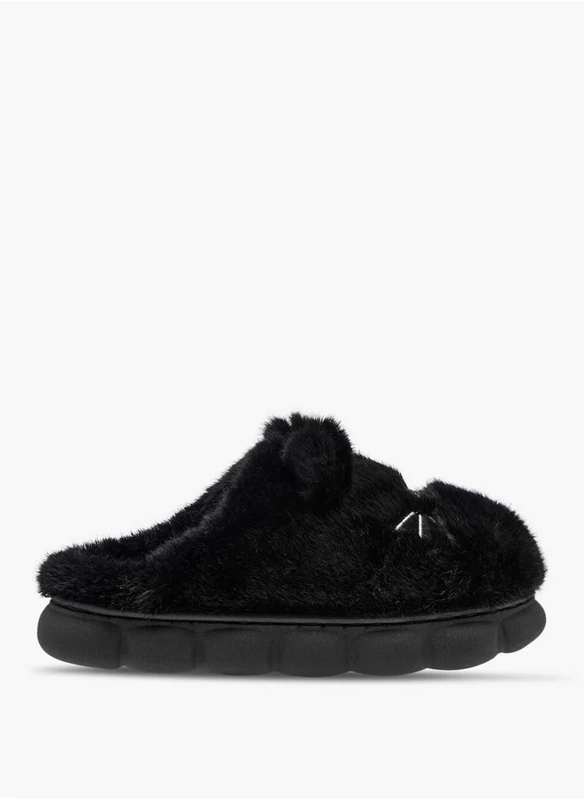 Le Confort Women's Ear Applique Faux Fur Bedroom Slippers