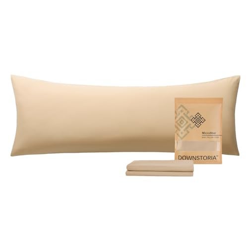 DOWNSTORIA Body Pillow Cover, Ultra Soft Microfiber Long Pillowcase, Envelope Closure Large Pillow Cases 20x54 inch (Beige) - Image 1