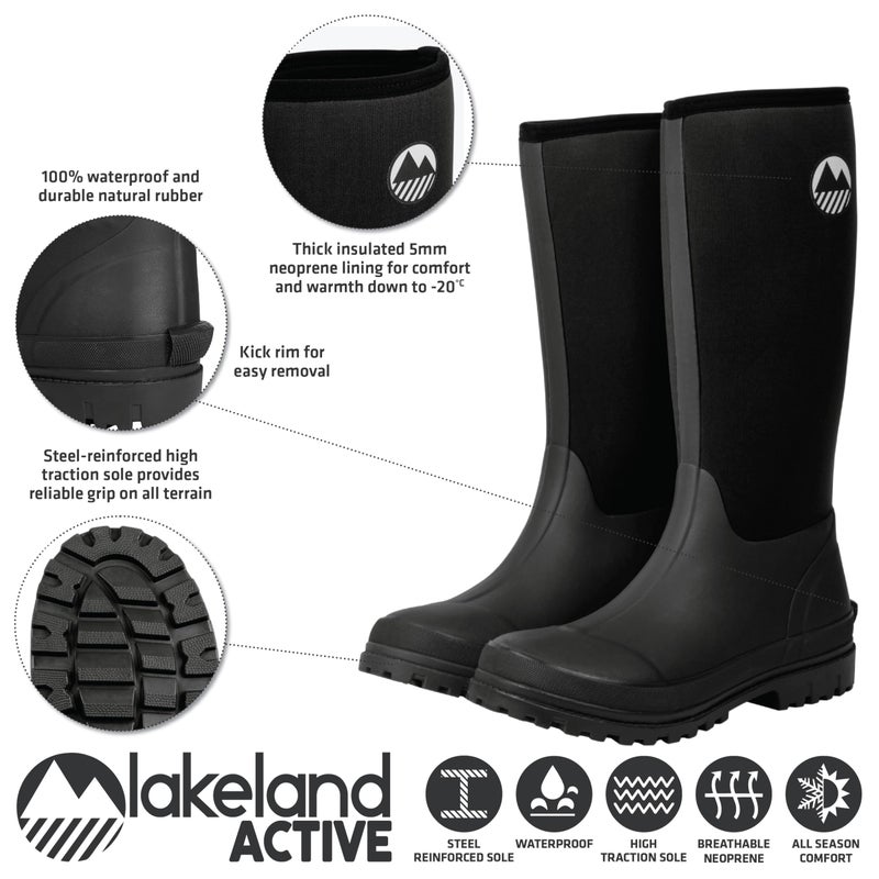 Lakeland Active Women's Rydal Neoprene Insulated Rubber Wellington Boots, Black, 39.5 EU - Image 2
