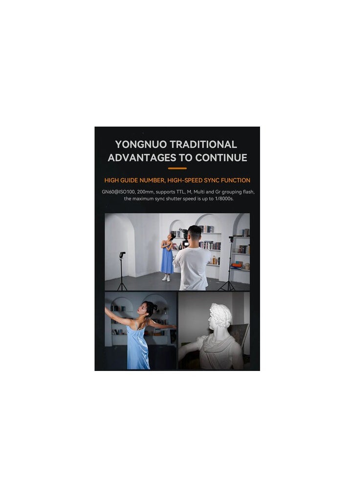 YONGNUO YONGNUO YN690EX‑RT GN60 TTL HSS Flash for Canon – 20–200mm Zoom, 2.4 GHz Radio & Optical Triggering, Li-Ion Battery, USB-C Fast Charging  - Image 5