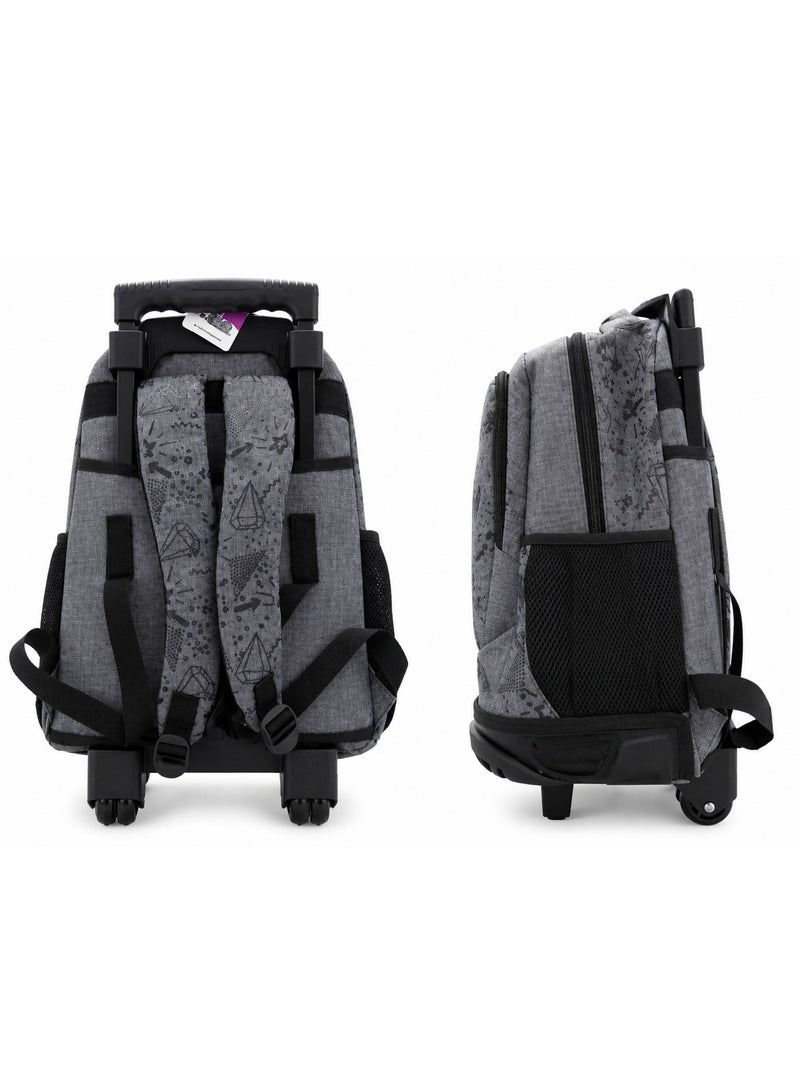 RENOVO 3-Piece Kids Rolling School Backpack Set – Wheeled Backpack with Lunch Bag & Pencil Case – Grey - Image 4