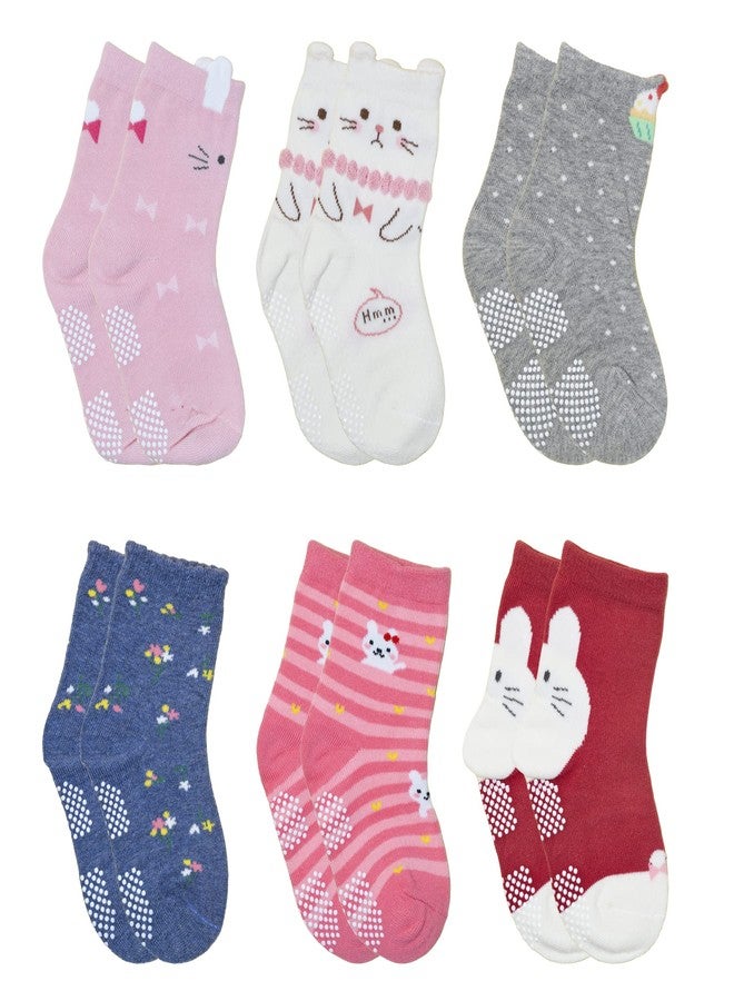 Koochie-Koo Cotton Baby Socks For Girls, Kids Socks For Baby Girls, Anti Skid Socks For Girls, Anti Slip Socks For Babies, Multicolor, 12-18 Months (Pack Of 6, Ankle Length) - Image 1