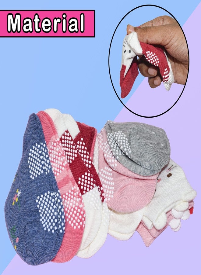 Koochie-Koo Cotton Baby Socks For Girls, Kids Socks For Baby Girls, Anti Skid Socks For Girls, Anti Slip Socks For Babies, Multicolor, 12-18 Months (Pack Of 6, Ankle Length) - Image 2