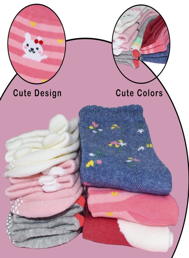 Koochie-Koo Cotton Baby Socks For Girls, Kids Socks For Baby Girls, Anti Skid Socks For Girls, Anti Slip Socks For Babies, Multicolor, 12-18 Months (Pack Of 6, Ankle Length) - Image 3