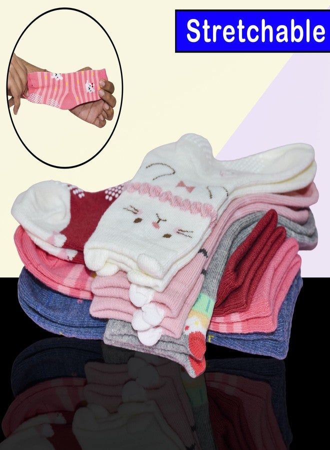 Koochie-Koo Cotton Baby Socks For Girls, Kids Socks For Baby Girls, Anti Skid Socks For Girls, Anti Slip Socks For Babies, Multicolor, 12-18 Months (Pack Of 6, Ankle Length) - Image 4