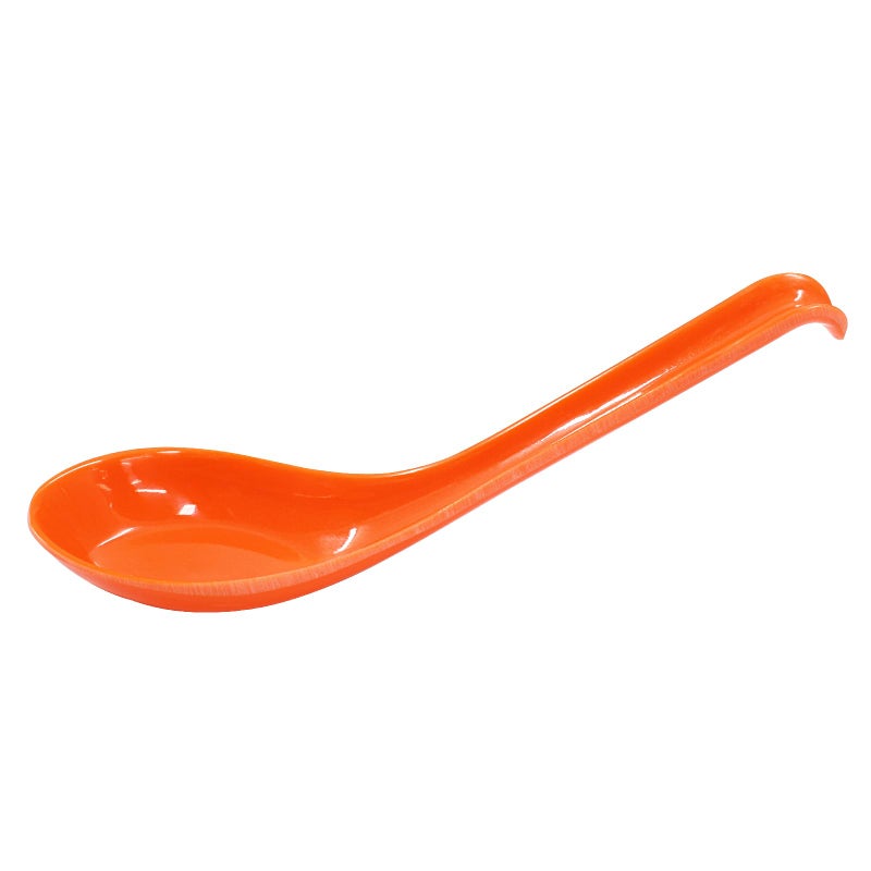 Cionyce 2PCS Asian Soup Spoons, Chinese Japanese Miso Ramen Wonton Dumpling Pho Rice Noodle Soba Soup Spoons, Orange Melamine - Image 3