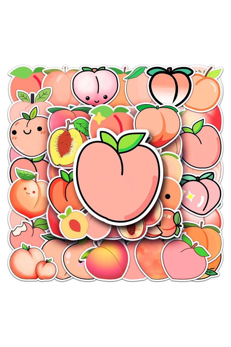 ORAINBOW 50Pcs Peach Stickers Pink Honey Peach Sticker Vinyl Waterproof Decals Party Favors for Kids Cute Kawaii Stickers for Water Bottles Bikes Luggage Computer Skateboard Car Motorcycle - Image 1