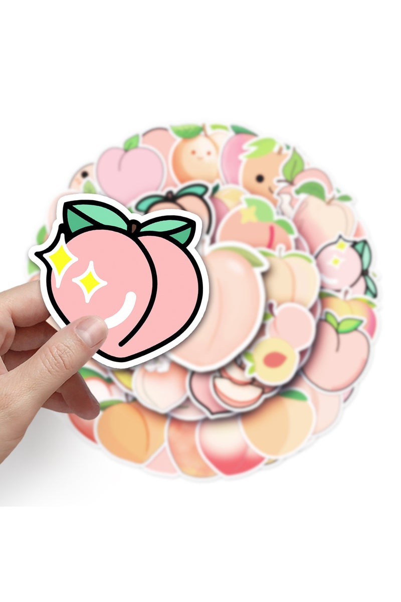 ORAINBOW 50Pcs Peach Stickers Pink Honey Peach Sticker Vinyl Waterproof Decals Party Favors for Kids Cute Kawaii Stickers for Water Bottles Bikes Luggage Computer Skateboard Car Motorcycle - Image 2