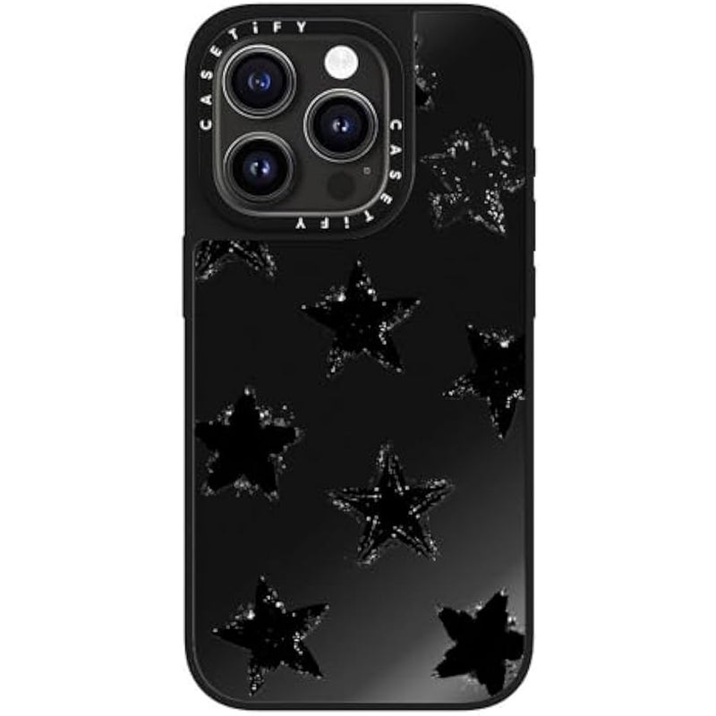Casetify Mirror iPhone 15 Pro Max Case 【Reflective / 4.9 ft. Drop Protection/Compatible with Magsafe】 - Star Marks - Black On Black - Image 4