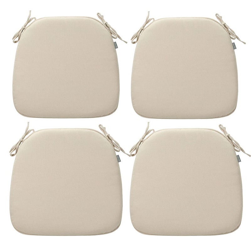 Magpie Fabrics Magpie Fabrics OutdoorIndoor 17x16x2 Chair Cushions with Ties Set of 4 Waterproof All Weather UShape Seat Pads Decoration for Patio Garden Furniture Home Office Olefin Beige
