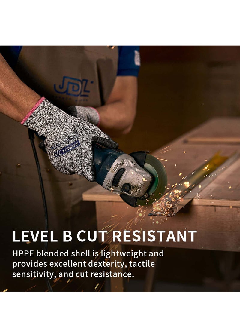 كاست ويف قفازات عمل مقاومة للقطع، قفازات عمل آمنة مغطاة بطبقة من مادة البولي يوريثان، قفازات عمل متعددة الأغراض لبناء المستودعات (3 أزواج) - Image 5