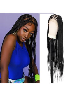 Kalyss 36 Box Braided Wigs For Women 13X8 Inch Hd Lace Front Knotless Box Braid Wig Braided Lace Front Wig Black Synthetic Lace Front Braids Wigs With Baby Hair  - Image 1