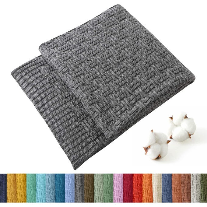 100 COTTON KNITTED THROW BLANKET COUCH COVER BLANKET60 X 80 INCHES DARK GREY