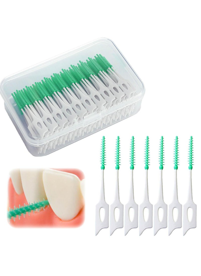 Dominy 200 Pcs Dual Purpose Interdental Brush,Portable Soft Floss Toothpick for Braces Oral Cleaning,Straight Interdental Brush Disposable Toothpick  - Image 1