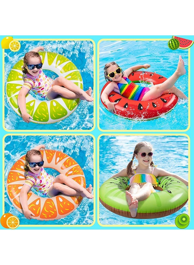 7Pcs Fruit Inflatable Pool Floats, 4Pcs 90CM Watermelon Kiwi Orange Lemon Swimming Rings with 3Pcs 35CM Beach Balls - Inflatable Tubes Floaties Toys for Kids Adults Beach Swimming Pool Party - Image 5
