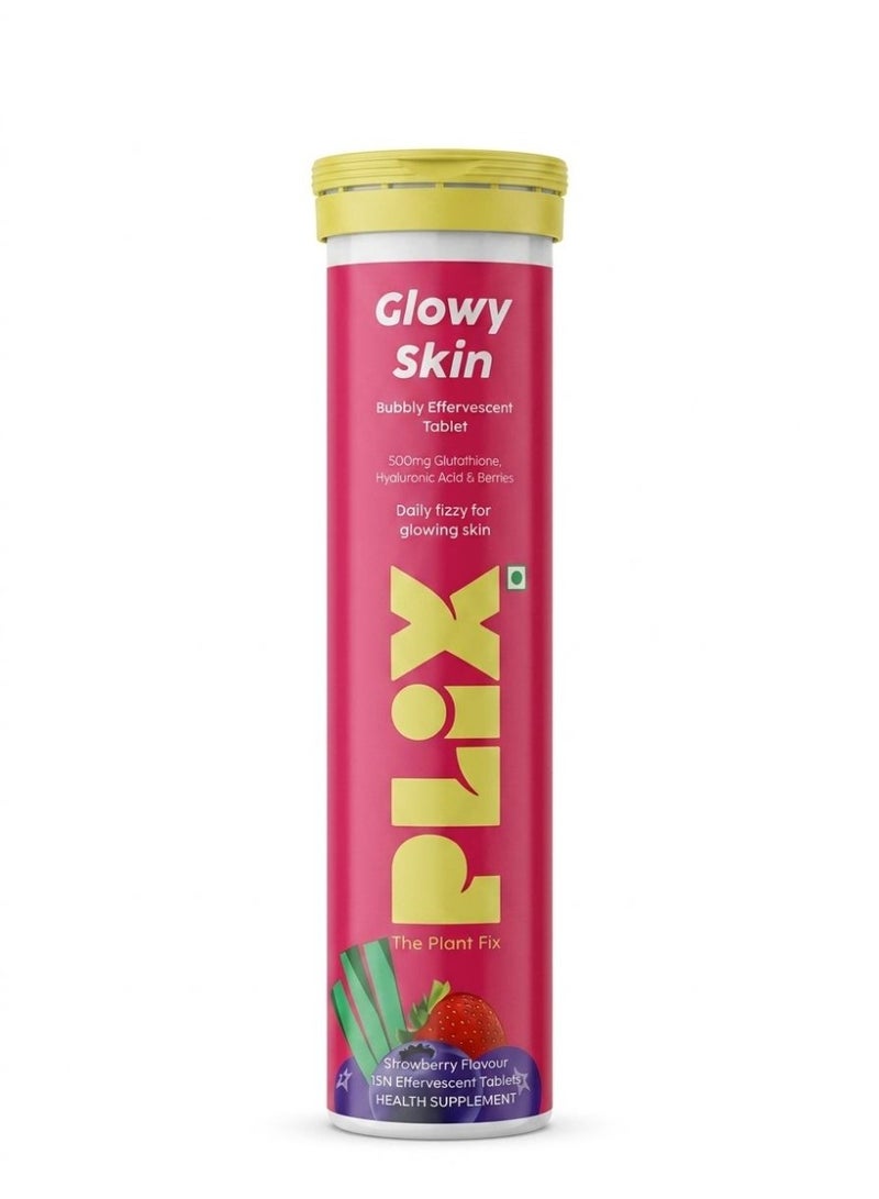 PLIX-THE PLANT FIX Glowy Skin Effervescent Tablets | 500mg L-Glutathione | Hyaluronic Acid | Vitamin C & E | Plant-Based Ingredients | Sugar-free | For Daily Use (Pack of 1) - Image 1