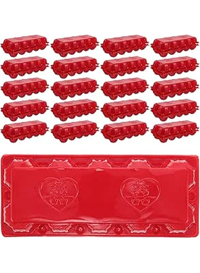 Red Plastic Egg Holder With Lid Stackable Refrigerator Storage Tray 30 Pcs - Image 1