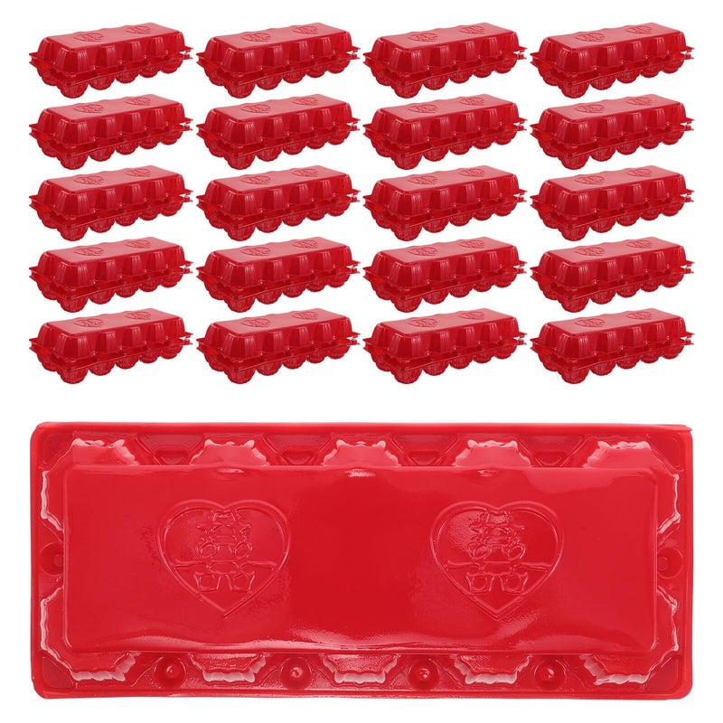 Red Plastic Egg Holder With Lid Stackable Refrigerator Storage Tray 30 Pcs - Image 2
