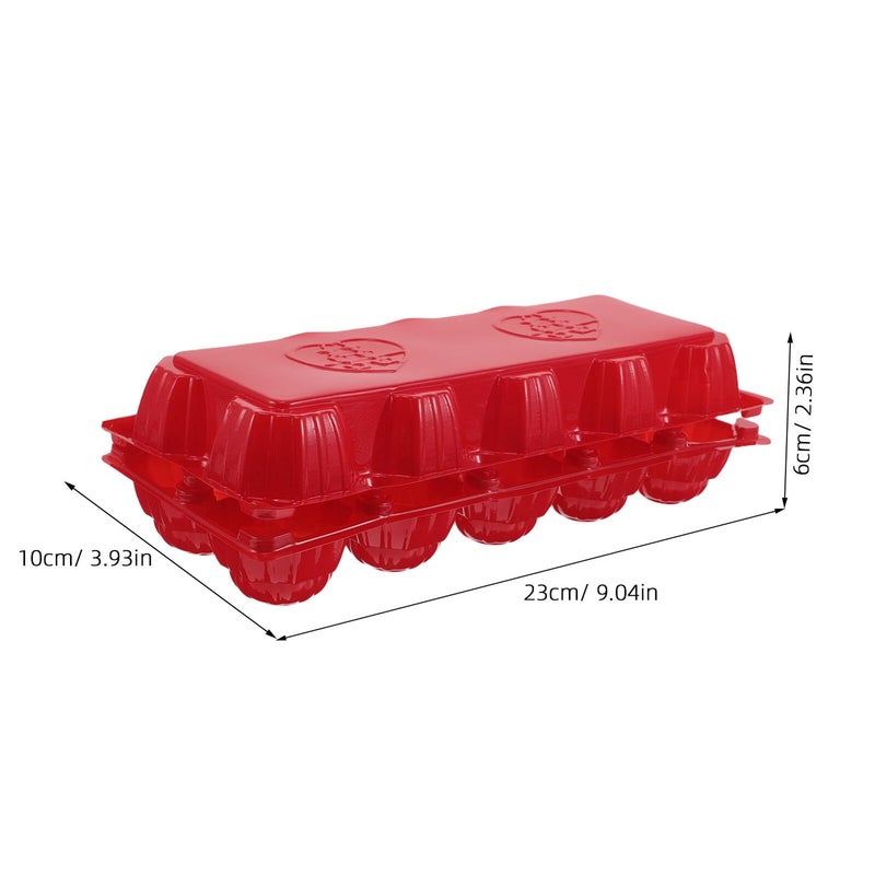 Red Plastic Egg Holder With Lid Stackable Refrigerator Storage Tray 30 Pcs - Image 3