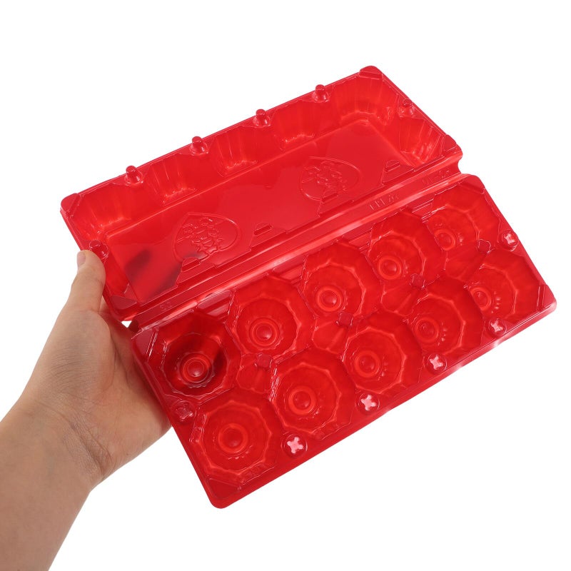 Red Plastic Egg Holder With Lid Stackable Refrigerator Storage Tray 30 Pcs - Image 5