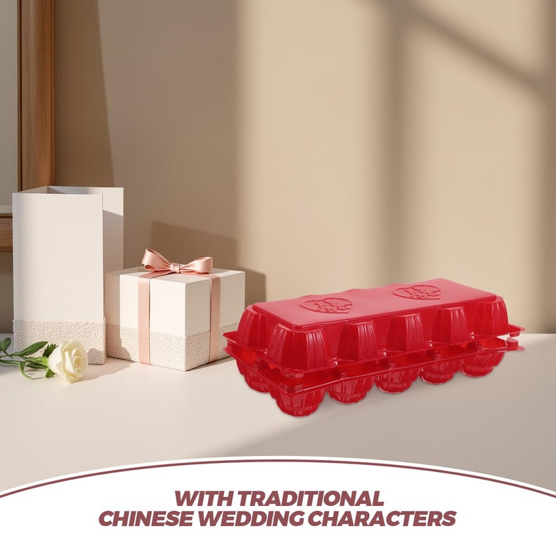 Red Plastic Egg Holder With Lid Stackable Refrigerator Storage Tray 30 Pcs - Image 4