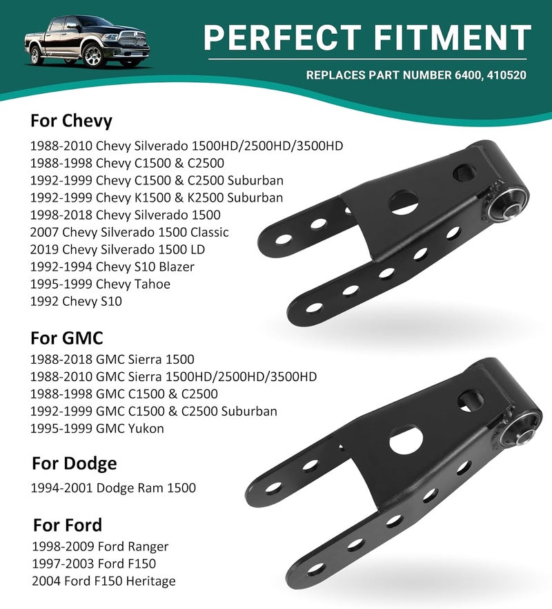 Camoo 2-3" Suspension Rear Drop Lowering Shackles Kit - Image 2