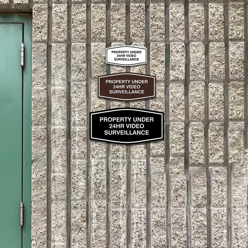 All Quality Fancy Property Under 24Hr Video Surveillance Sign | Property Security Sign with Easy Installation | 24/7 Security Monitoring (Black) - Small 1 Pack - Image 2
