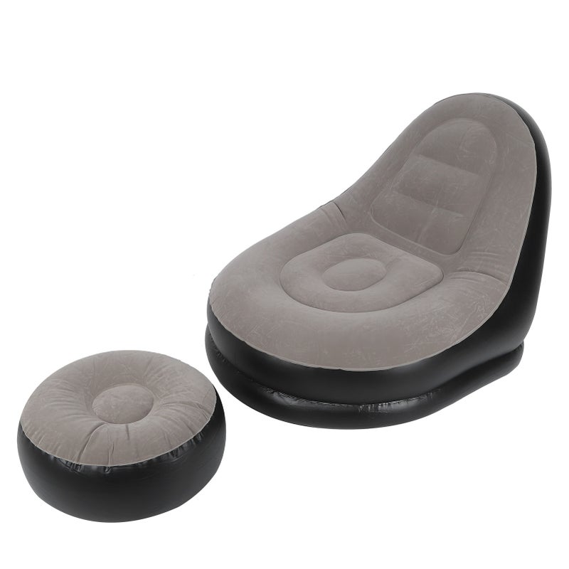 Modern Inflatable Folding Recliner Sofa Chair with Footstool for Living Room Balcony Garden - Image 3