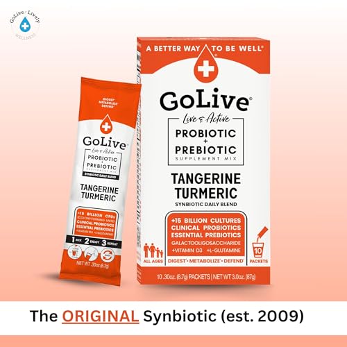 GoLive Prebiotic and Probiotic for Women Men Kids Tangerine Turmeric Synbiotic Powder w LGlutamine Vitamin D3 Electrolytes For Gut Health Digestion Metabolism Immunity 1550B CFUs - Image 5
