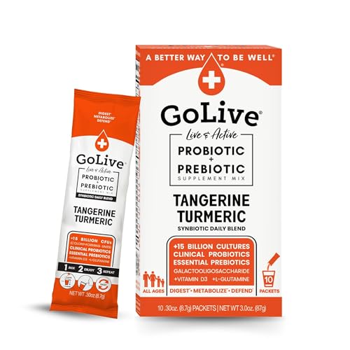 GoLive Prebiotic and Probiotic for Women Men Kids Tangerine Turmeric Synbiotic Powder w LGlutamine Vitamin D3 Electrolytes For Gut Health Digestion Metabolism Immunity 1550B CFUs - Image 2