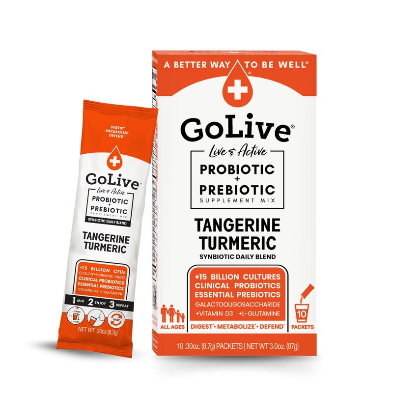 GoLive Prebiotic and Probiotic for Women Men Kids Tangerine Turmeric Synbiotic Powder w LGlutamine Vitamin D3 Electrolytes For Gut Health Digestion Metabolism Immunity 1550B CFUs - Image 3