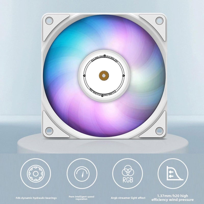 White ARGB 120mm PC Cooling Fan with Protective Net Quiet Brushless Light Free Version - Image 4