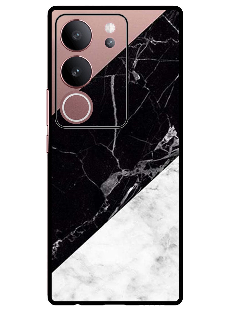 Theodor Protective Case Anti Scratch Shock Proof Bumper Cover For Vivo V29 - V29 Pro Hite & Black Marble Top Is Plain - Image 1