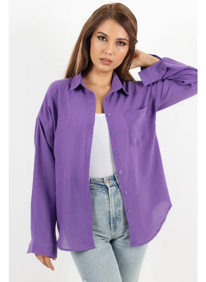 Ritnice Women's Well Purple Linen Shirt