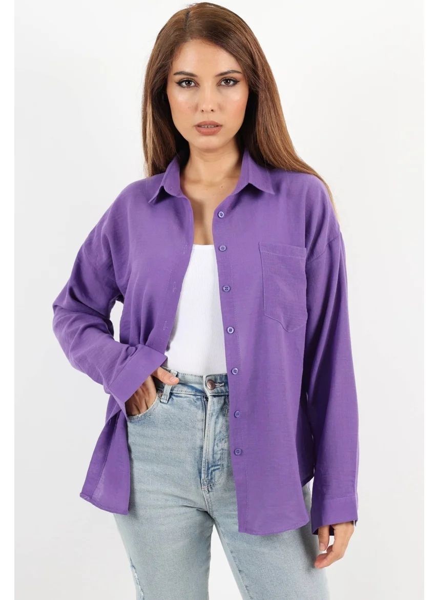 Ritnice Women's Well Purple Linen Shirt