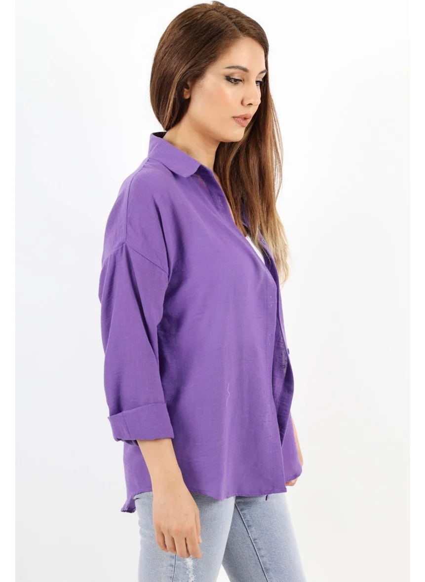 Ritnice Women's Well Purple Linen Shirt