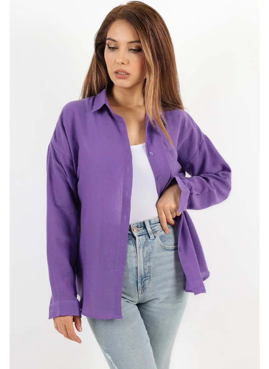 Ritnice Women's Well Purple Linen Shirt