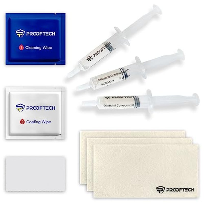 Screen Scratch Remover Repair Kit for All Smartphones Tablets and Watches Complete Set of 3 Diamond Polishing Compounds and 3 Wool Cloths and Oleophobic Coating - Image 1