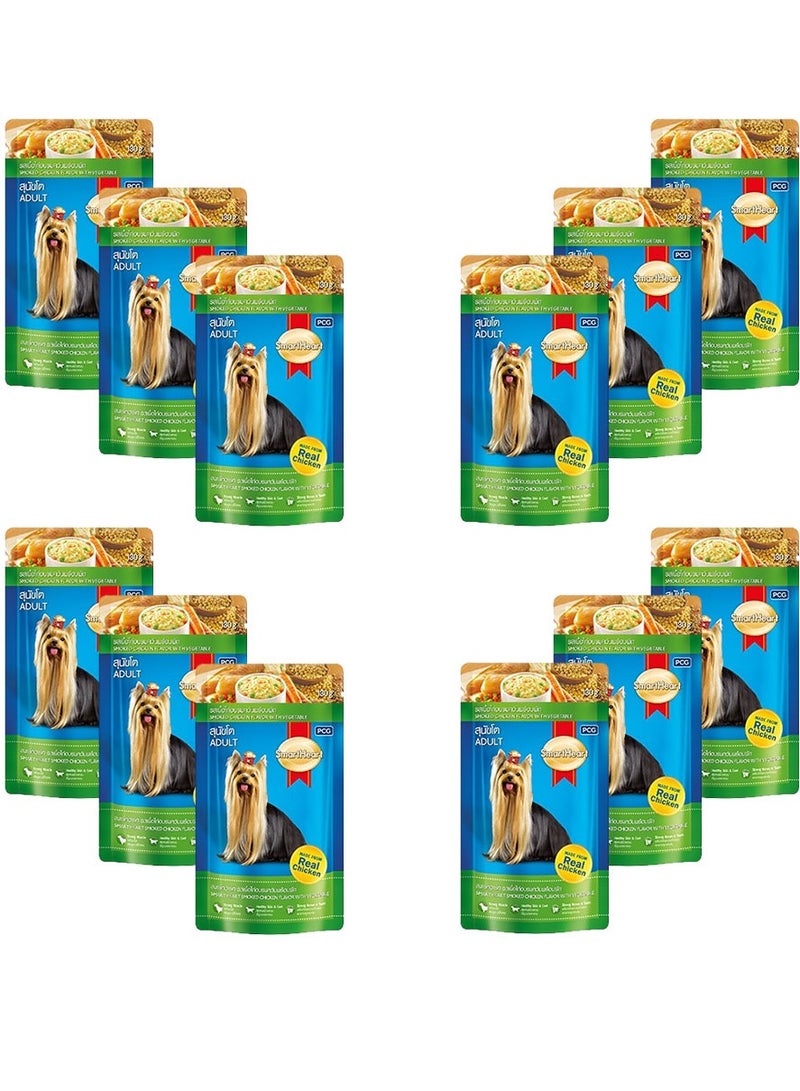 SmartHeart Adult Wet Dog Food Smoked Chicken Flavor with Vegetables 130 g x 12 Pouches - 1 Box - Image 2
