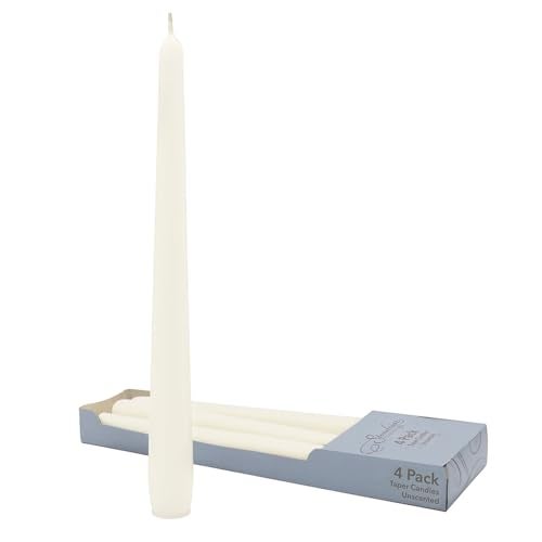 Stonebriar Tall 10" White Unscented 4 Pack Taper Candles - Image 1