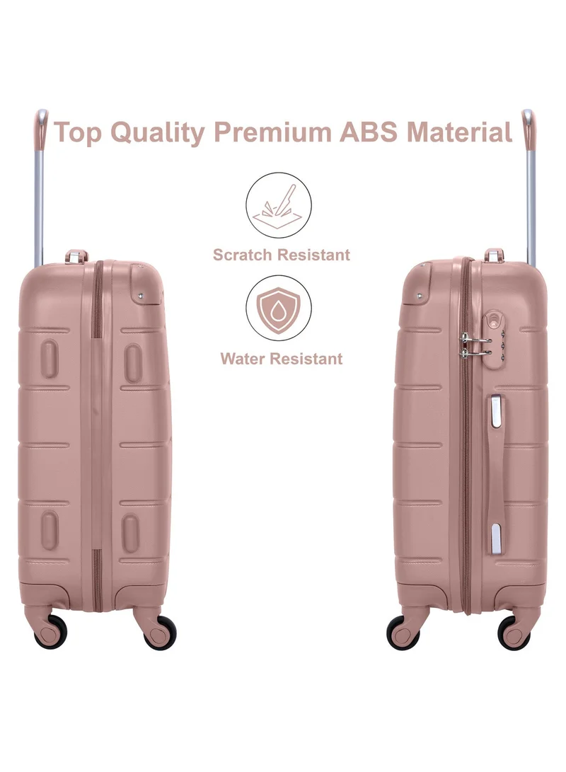 Senator Rose Gold Hard Case Travel Bag Cabin Luggage Trolley ABS Lightweight Suitcase with 4 Spinner Wheels A1012 Rose Gold  | Best Price UAE