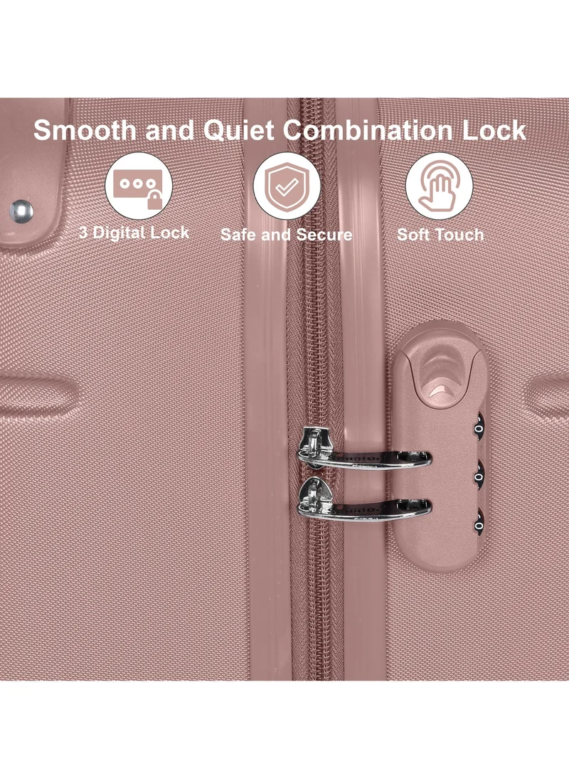 Senator Rose Gold Hard Case Travel Bag Cabin Luggage Trolley ABS Lightweight Suitcase with 4 Spinner Wheels A1012 Rose Gold  | Best Price UAE