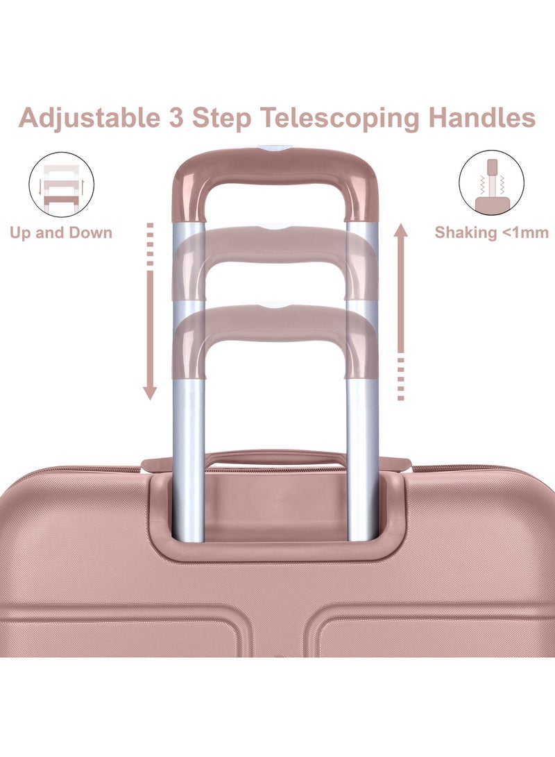 SENATOR Hard Case Travel Bag Cabin Luggage Trolley ABS Lightweight Suitcase with 4 Spinner Wheels A1012 Rose Gold - Image 3