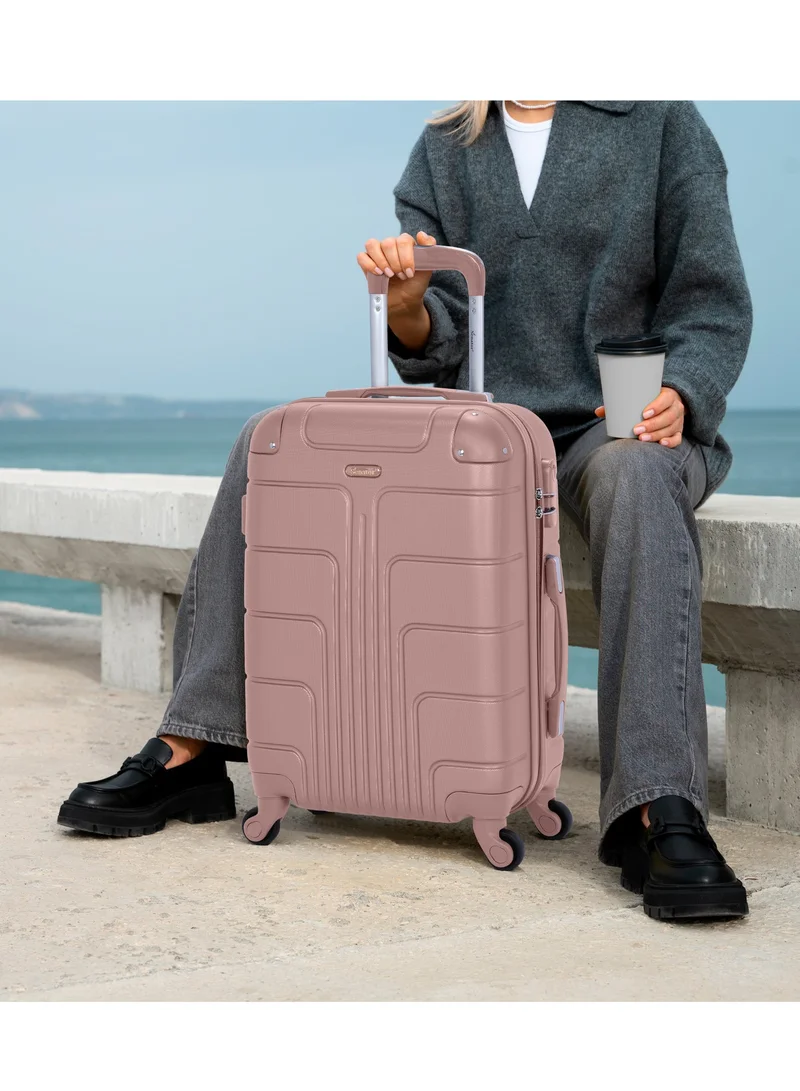 سيناتور حقيبة سفر صلبة بعجلات دوارة مقاس مقصورة من الألومنيوم خفيفة الوزن بلون ذهبي وردي