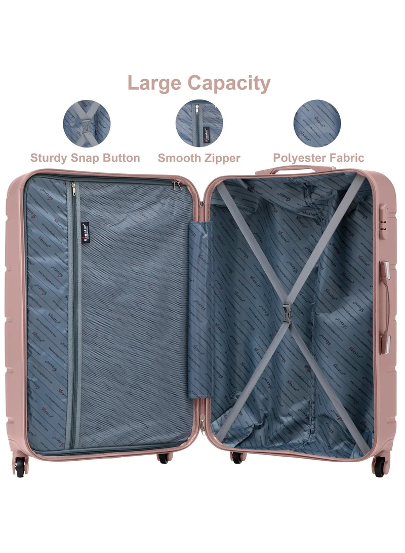 Senator Rose Gold Hard Case Travel Bag Cabin Luggage Trolley ABS Lightweight Suitcase with 4 Spinner Wheels A1012 Rose Gold  | Best Price UAE