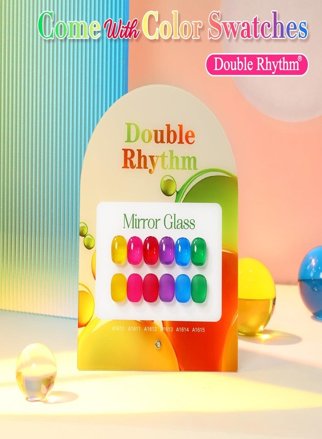 Double Rhythm 6 Pcs 15 ML Gel Polish Set Same Color Same Bottle Soak Off Gel Polish Kit Nail Art Manicure Salon DIY at Home for Women (Jelly Yellow Pink Red Purple Blue-T6-25) - Image 2